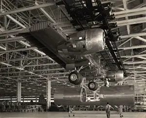 Lowered: The main centre wing section of a Boeing B-29 Superfortress