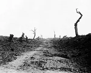 Guillemont: Main road into Guillemont, Western Front, WW1