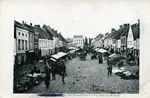 Calais: Main Square on Market Day, Steenvoorde, Nord-Pas-de-Calais