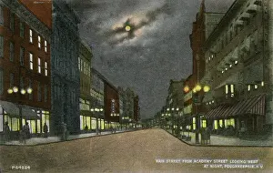 Poughkeepsie: Main Street at night, Poughkeepsie, New York State, USA