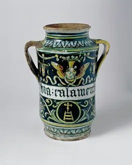 Ospedale: Majolica pharmacy jar, handmade in