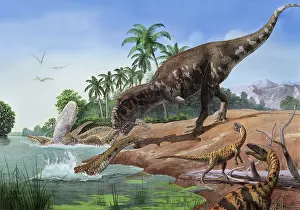 Masiakasaurus: A Majungasaurus grabs the tail of a crocodilian ?