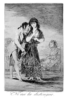 Thus: Even thus he cannot make her out Artist: Francisco Goya