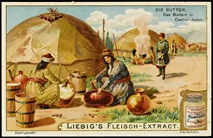 Kirghiz: MAKING BUTTER, ASIA