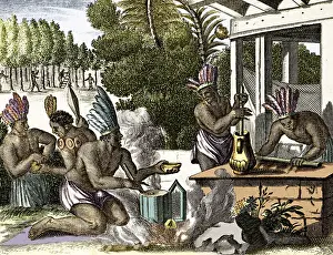 Imported: Making Chocolate Mixed with Maize, 1671