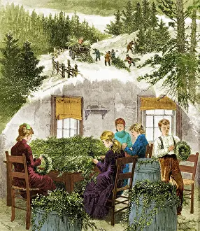 Greens: Making Christmas Wreaths, 1880