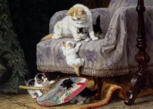 Ronner: Making Mischief ' cat with four kittens