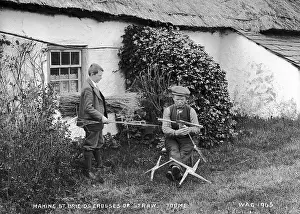 Crosses: Making St. Brigid's Crosses of Straw. Toome