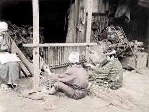 Mats: Making straw mats, Japan