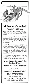 Misc: Malcolm Campbell (London) 1927 Ltd. Moth Agents 1929