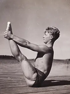 Planking: Male gymnast on planking