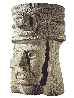 Mejico: Male head. Late classical period. Maya art. Sculpture