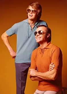 Naff: Two male models in casual tops