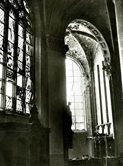 Mechelen: Malines Cathedral damaged by German shell, WW1