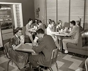 Loafer: Malt shop interior with teens at booths drinking