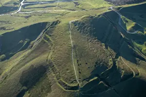 Earthwork: Mam Tor, Iron Age hillfort in the Peak District, Derbyshire