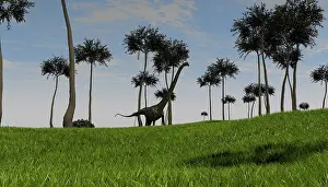 Mamenchisaurus: Mamenchisaurus walking across a grassy field