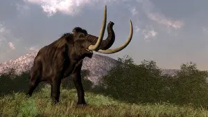 Mastodon: Mammoth walking in nature by day
