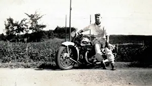 Michael Cole: Man on his 1937 Ariel Square Four motorcycle