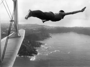 Robin Adler: Man appearing to dive into the sea from an aeroplane