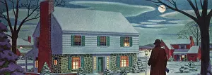 Approaches: Man approaches Home in Winter