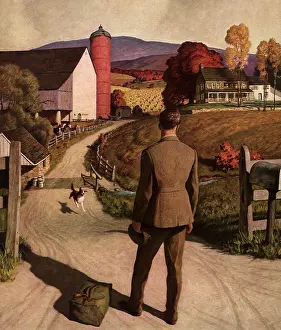 Nationalistic: Man Approaching Farm