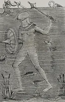 Breathing: Man-at-arms. Diver using an armoured sealed diving