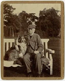 Waistcoat: Man on a bench with his sheepdog