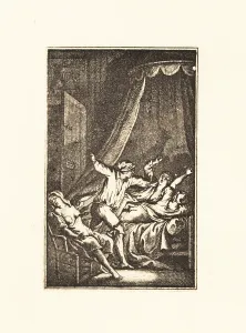 Curiosa: A man bursting into a room with a menage a trois