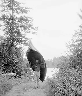 Adirondack: Man - Canoe - Boat - Lake