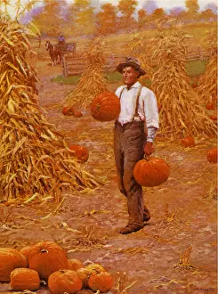Pumpkins: Man Carrying Pumpkins
