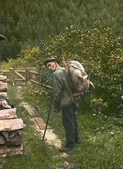 Chamois: Man carrying a shot chamois