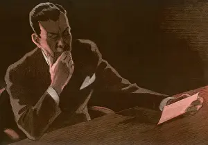 Contemplates: Man with Check