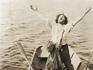Hopelessness: Man and child stranded at sea