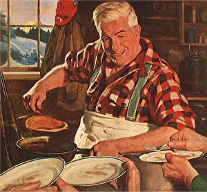 Pancakes: Man Cooking Pancakes