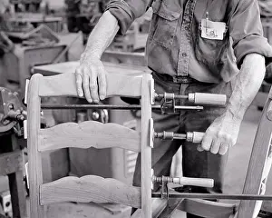 Gluing: Man Craftsman Hands Building Making Refinishing