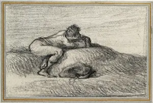 Hillock: Man crouching on a Hillock