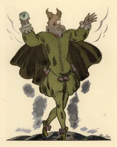 Nouvelles: Man with cuckold's horns holding a magick cup