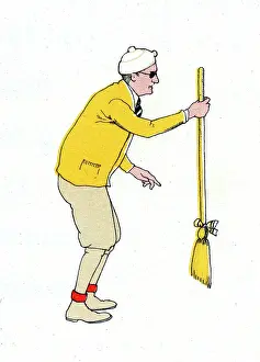 Joyce Dennys: MAN WITH CURLING BRUSH