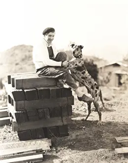 Obedient: A man and his dog take a break