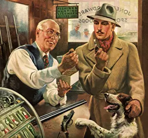 Shopkeeper: Man and Dog in Gun Shop