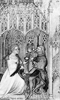 1400: Man drinking barley milk, 1400