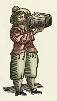 1670: Man drinking from a barrel