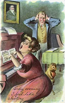 Strains: Man at the end of his tether with piano-playing singing wife