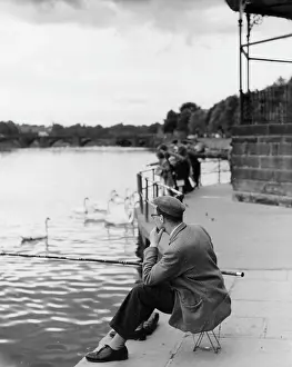 Angling: Man fishing in a river
