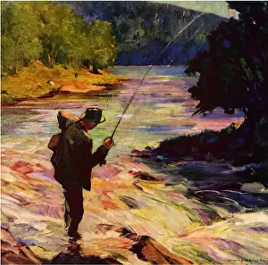 Rushing: Man Fishing in Rushing River