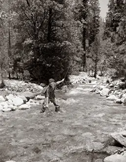 Pun001: Man Fly Fishing In Stream