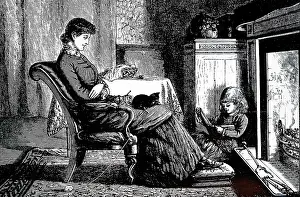 Trollope: Man gazing into the fire. Illustration by William