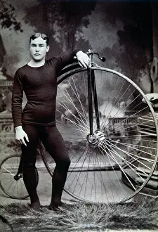 Cycling: Man with High-Wheel Bicycle