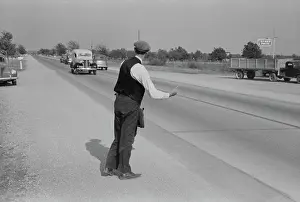 Hitchhiker: Man - hitchhiking - transportation - journey